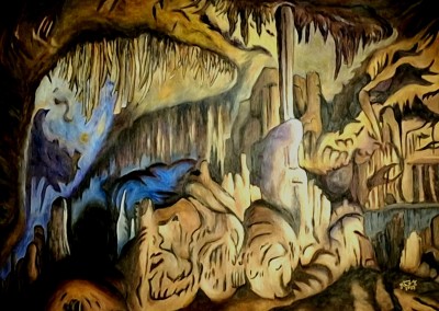 2025 Martine monie mounie_acrylique sur toile de Lin _P25_60x81_Les grottes d'Arcy sur Cure 2024