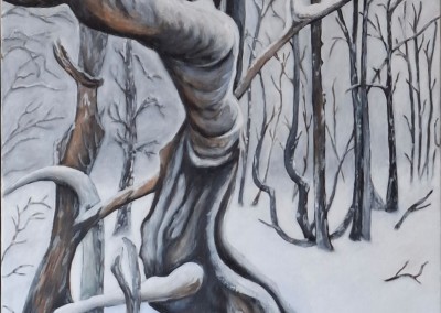38_martinemoniemounie_peinture acrylique_sur toile de lin_F15_65x54_Hiver Paysage enneigé_2026