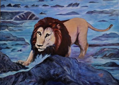 51 Martine monie mounie_acrylique sur toile de Lin _P25 60x81_Le vieux lion_2026